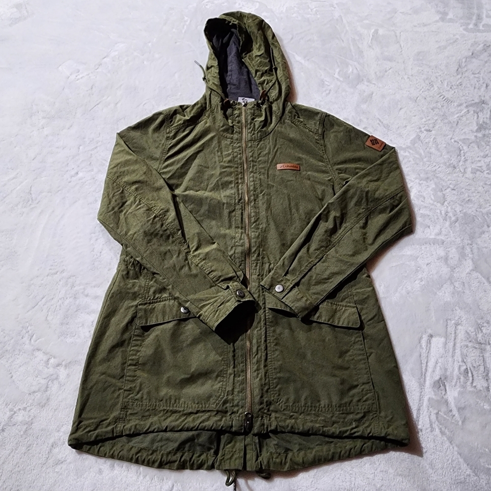 Columbia Women's Green Full-Zip Long Hooded Jacket Size Large